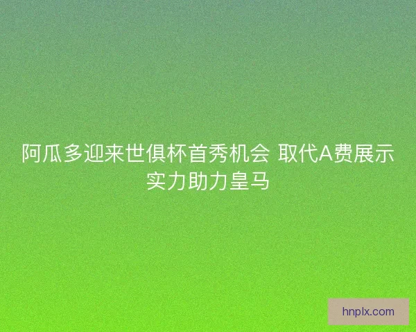 阿瓜多迎来世俱杯首秀机会 取代A费展示实力助力皇马